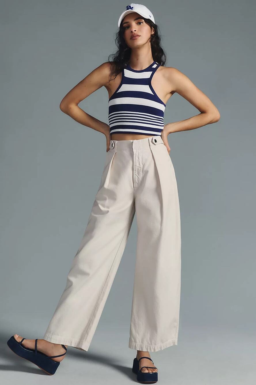 Payton Super High Waist Crop Wide Leg Utility Trousers